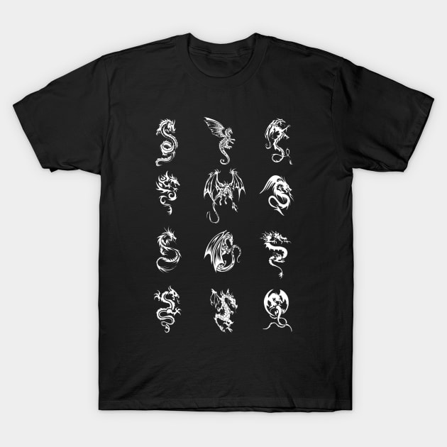 Tribal Dragon Tiles T-Shirt by Broseidon13